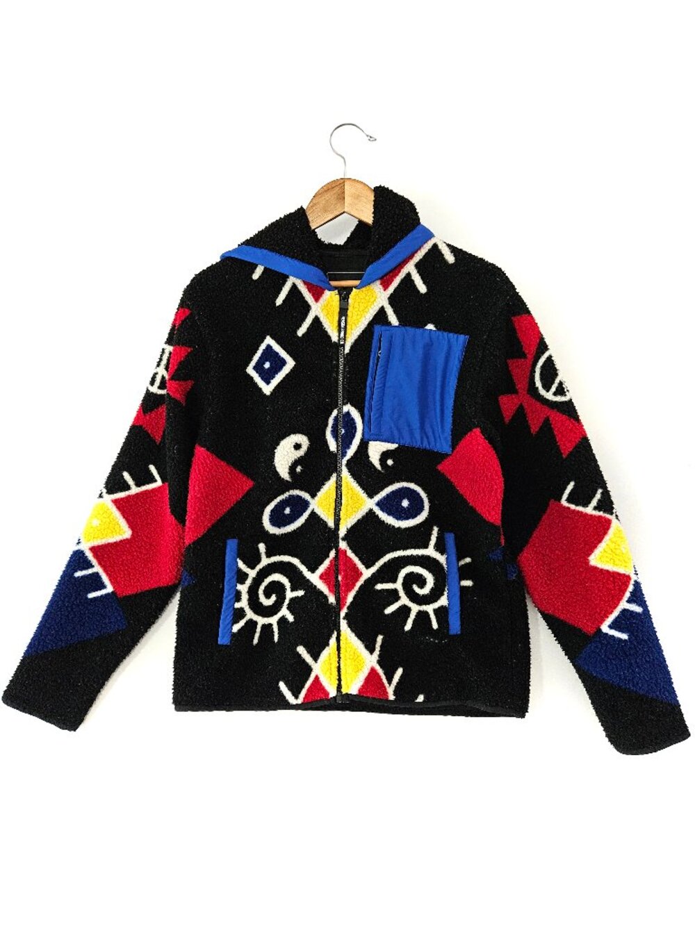 Reason Brand Co. Don't Trip Sherpa Zip-up Fleece Rug Print Ying Yang Jacket M